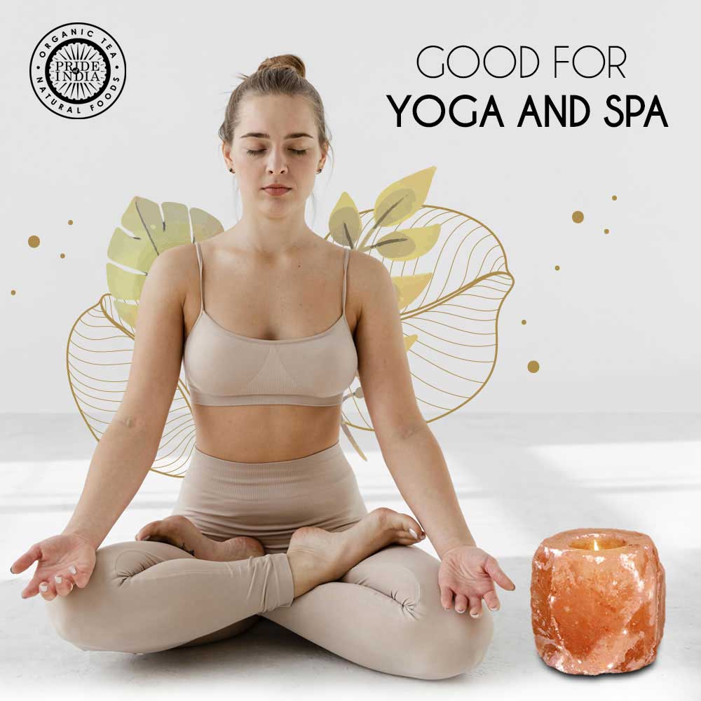 Himalayan Pink Salt Tea Light Holder by Pride of India – Salt Candle Holder – Room Décor Item – Great for Creating an Ambiance – Ideal for Home & Spa Uses – Natural Shape