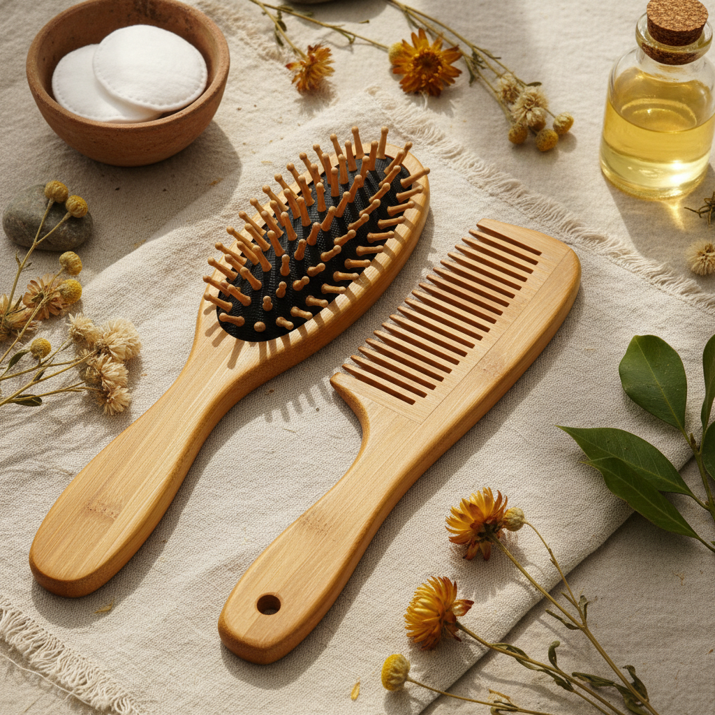 Bamboo Hair Brush & Comb Set