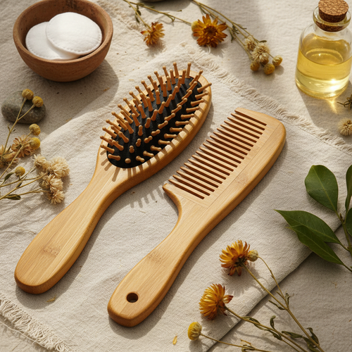 Bamboo Hair Brush & Comb Set